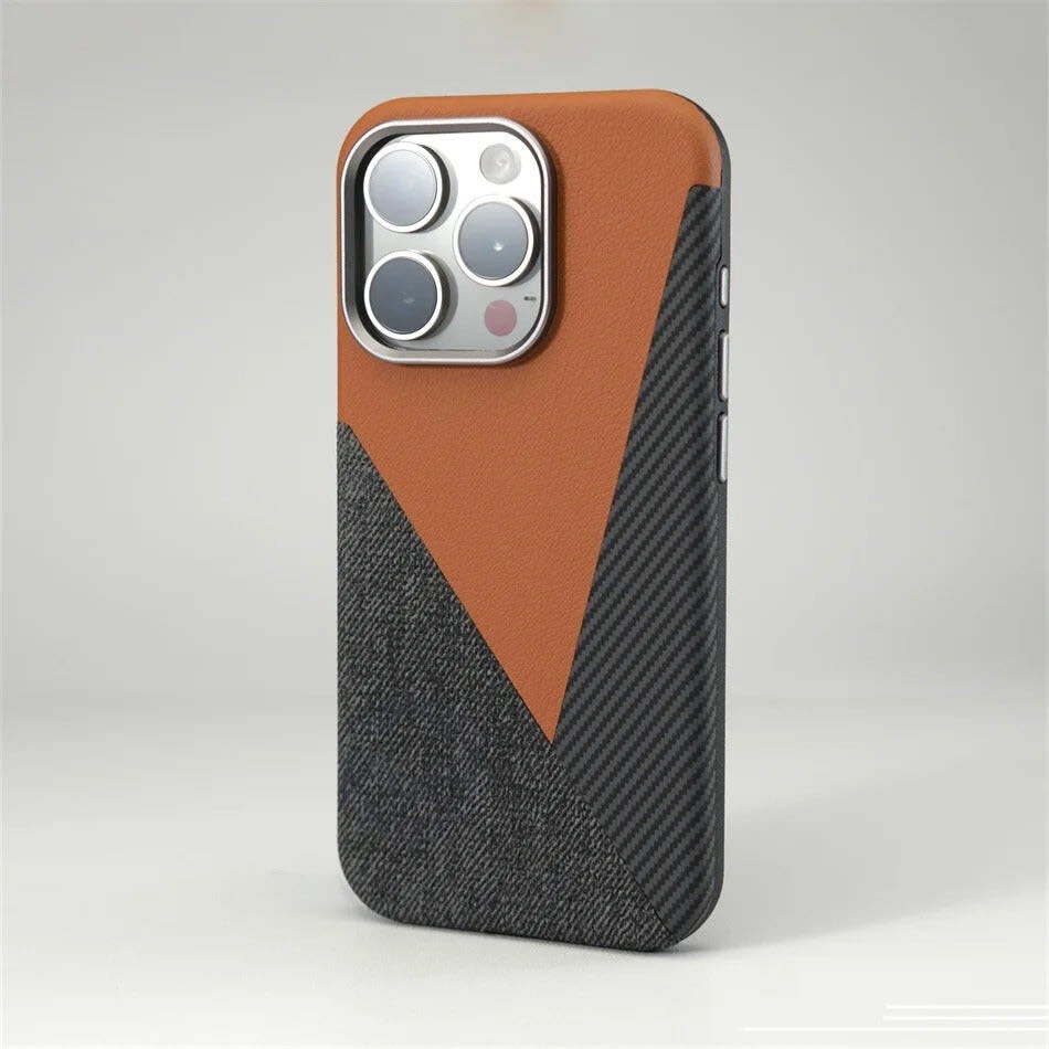 Men's Leather Color Block MagSafe iPhone Case | Damien_5