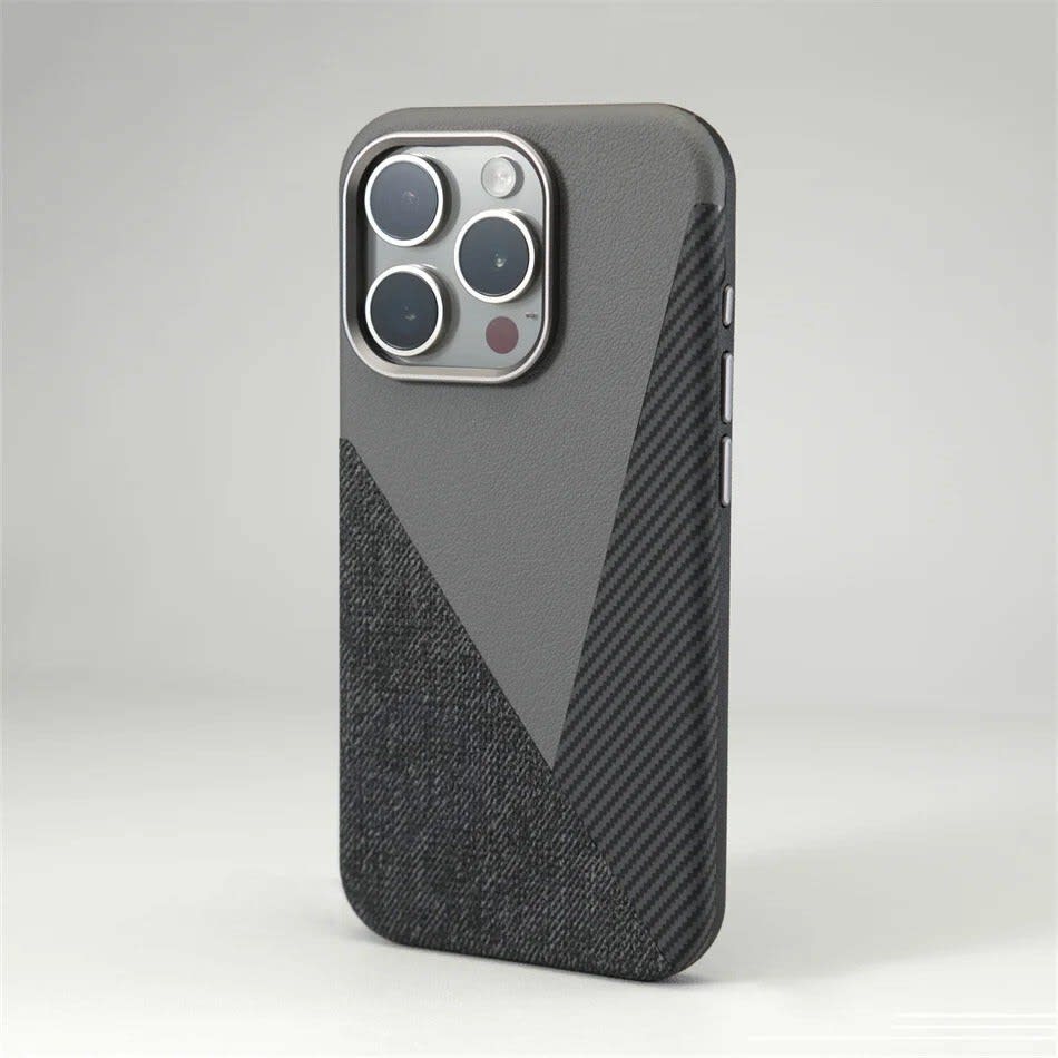 Men's Leather Color Block MagSafe iPhone Case | Damien_7